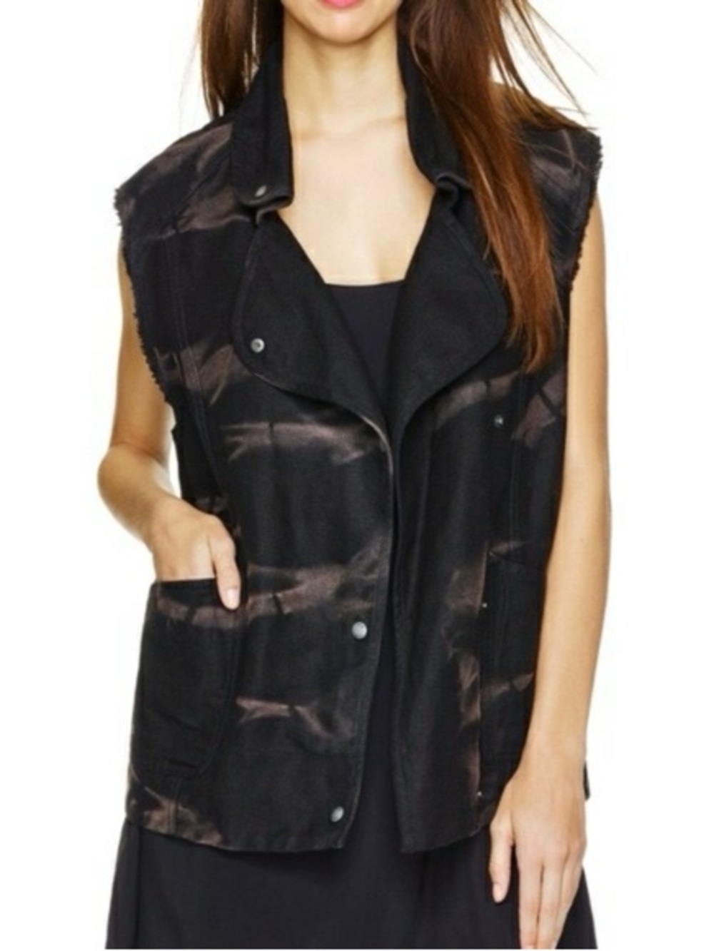 Aritzia - Wilfred FREE Linen Blend Linn Vest in Acid Washed / Black Tie Dye - S